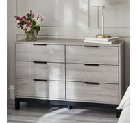Julian Bowen Bali 6 Drawer Grey Oak Wide Chest of Drawers - Wood - Wilko