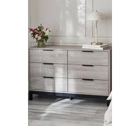 Julian Bowen Bali 6 Drawer Grey Oak Wide Chest of Drawers - Wood - Wilko