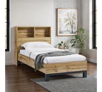 Julian Bowen Bali Single Modern Oak Effect Bed with Bookcase Headboard - Brown - Wilko