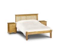Julian Bowen Barcelona Bed, Low Footend, Small Double, Pine - W138 x D209cm | Traditional Bed Frame, 120cm/4ft, No Box Spring Needed, Solid Wood, Vertical Slat Headboard