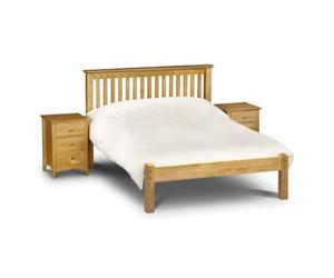 Julian Bowen Barcelona Bed, Low Footend, Small Double, Pine - W138 x D209cm | Traditional Bed Frame, 120cm/4ft, No Box Spring Needed, Solid Wood, Vertical Slat Headboard
