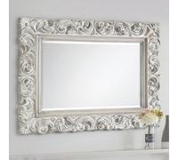 Julian Bowen Baroque Antique White Wall Mirror, Wood Frame, Rectangular, Wall Mounted, 114 X 81.5 X 4Cm