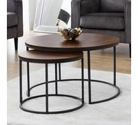 Julian Bowen Bellini Walnut Round Nest of Tables Set of 2 - Size: 80 x 80 x 50cm - Wood - Wilko