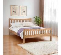 Julian Bowen Bergamo Bed, King, Slat Headboard, Solid Oak - W159 x D205cm