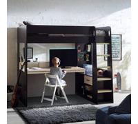 Julian Bowen Blaze Black and Pale Wood Gaming Bunk Bed with Storage - Size: Single - Wilko