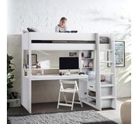 Julian Bowen Blaze 90Cm Single White Gaming Highsleeper Loft Bed With Desk