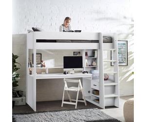Julian Bowen Blaze 90Cm Single White Gaming Highsleeper Loft Bed With Desk