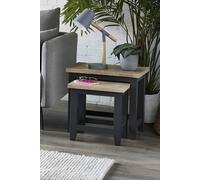 Julian Bowen Bordeaux Nest of 2 Side Tables in Dark Grey Julian Bowen Dark Grey