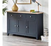 Julian Bowen Bordeaux 3 Door 3 Drawer Dark Grey Sideboard - Size: 40 x 128 x 86cm - Wilko