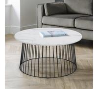 Julian Bowen Broadway White Marble Round Coffee Table - Size: 80 x 80 x 40cm - Black - Wilko