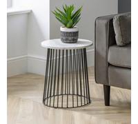 Julian Bowen Broadway Round Lamp Table - White Marble