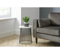 Julian Bowen Broadway White Marble with Black Metal Lamp Table