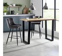 Julian Bowen Brooklyn Natural Bar Table & 2 Grey Stools