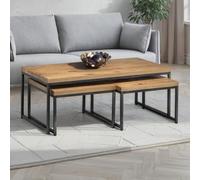 Julian Bowen Brooklyn Oak Nest of Tables Set of 3 - Size: 60 x 120 x 45cm - Brown - Wilko