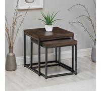 Julian Bowen Brooklyn Dark Oak Nest of Tables Set of 2 - Size: 50 x 50 x 50cm - Brown - Wilko