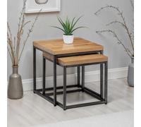Julian Bowen Brooklyn Oak Nest of Tables Set of 2 - Size: 50 x 50 x 50cm - Brown - Wilko