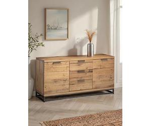 Julian Bowen Brooklyn Ready Assembled Solid Oak/Oak Veneer & Sideboard Oak/Black
