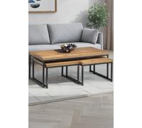 Julian Bowen Brooklyn Oak Nest of Tables Set of 3 - Size: 60 x 120 x 45cm - Brown - Wilko