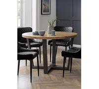 Julian Bowen Brooklyn Round Dining Table & 4 Luxe Chairs Natural