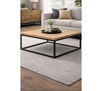 Julian Bowen Brooklyn Oak Square Coffee Table, Wood Top, Metal Base, Height: 40 X Width: 90 X Depth: 90Cm
