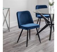 Julian Bowen Burgess Pair of Velvet Dining Chairs - Blue