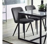 Julian Bowen Burgess Pair of Velvet Dining Chairs -Dark Grey
