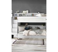Julian Bowen Camelot All White Bunk Bed with Staircase - Size: Single - Wilko
