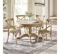 Julian Bowen Camille Extending Round Light Wood Dining Table & 4 Chairs