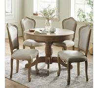Julian Bowen Camille Extending Round Light Wood Dining Table & 4 Chairs