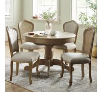 Julian Bowen Camille Extending Round Light Wood Dining Table & 4 Chairs