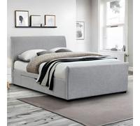 Julian Bowen Capri Storage Bed, King, Light Grey - W161 x D215cm | Upholstered Kingsize Bed Frame, 150cm/5ft, No Box Spring Needed, Solid Rubberwood & Faux Linen