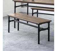 Julian Bowen Carnegie 2 Seater Mocha Elm Dining Bench - Size: 35 x 120 x 44cm - Black - Wilko