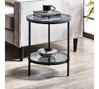 Julian Bowen Chicago Circular Lamp Table With Shelf - Smoked Glass