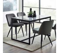 Julian Bowen Chicago Glass Dining Table & 4 Grey Chairs