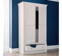 Julian Bowen Clermont 2 Door 1 Drawer Wardrobe - Light Grey