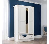 Julian Bowen Clermont White Soild Pine 2 Door 1 Drawer Combination Wardrobe
