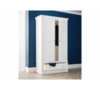 Julian Bowen Clermont 2 Door Single Drawer Surf White Wardrobe - Size: 2 Door, Single Drawer - Wilko