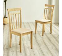 Julian Bowen Coast Pair of Solid Wood Dining Chairs - Natural