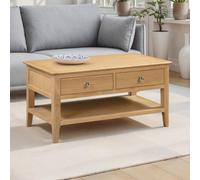 Julian Bowen Cotswold 2 Drawer Oak and Veener Coffee Table - Size: 50 x 100 x 50cm - Wood - Wilko
