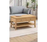 Julian Bowen Cotswold 2 Drawer Oak and Veener Coffee Table - Size: 50 x 100 x 50cm - Wood - Wilko