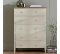 Julian Bowen Coxmoor 5 Drawer Wide Chest - Ivory And Oak, Brown