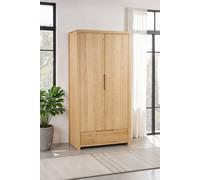 Julian Bowen Curve 2 Door Single Drawer Oak Wardrobe - Size: 2 Door, Single Drawer - Wood - Wilko