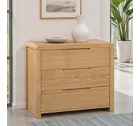 Julian Bowen Curve 3 Drawer White Oak Chest of Drawers - Wood - Wilko