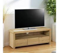 Julian Bowen Curve 3 Drawer Oak Veneer TV Unit - Natural