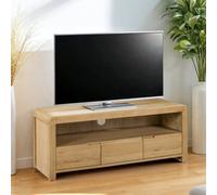 Julian Bowen Newman Curve Ready Assembled Solid Oak And Oak Veneer Tv Unit Oak
