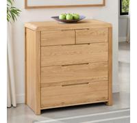 Julian Bowen Curve 5 Drawer Chest (3+2) - Solid Oak