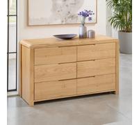 Julian Bowen Curve 6 Drawer Wide Chest - Solid Oak