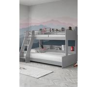 Julian Bowen Domino Triple Sleeper Bunk Bed in Grey | Size: Small Double Julian Bowen Grey Small Double
