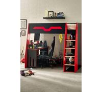 Julian Bowen Eagle Single Black & Red Gaming Highsleeper Loft Bed with Desk Julian Bowen Black Single