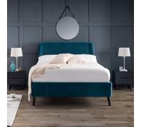 Julian Bowen Frida Double Teal Velvet Upholstered Bedframe, Height: 121 X Width: 147 X Depth: 209Cm
